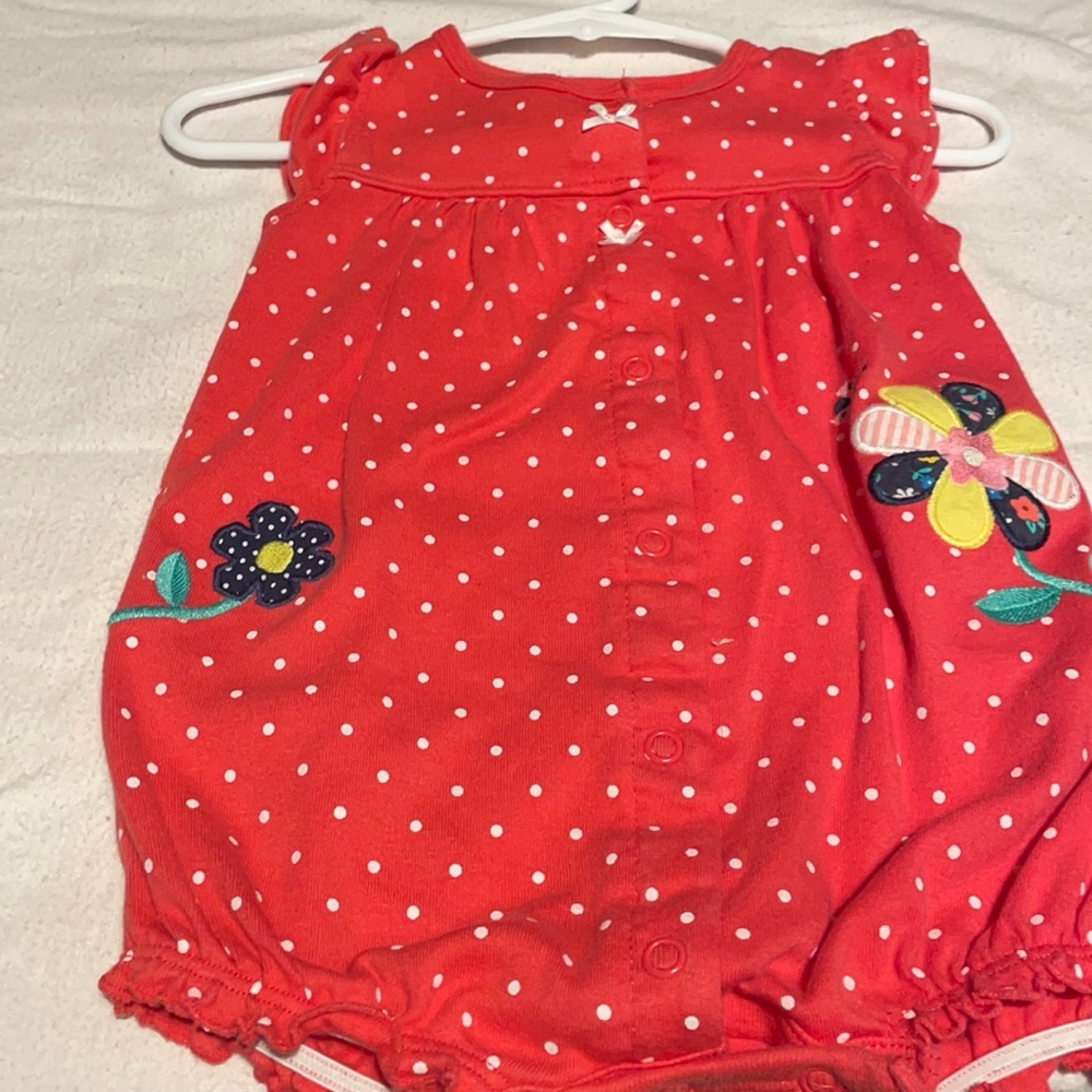 Dark pink pooka dot romper